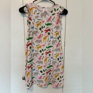 Mini Boden Jungle Animal Print Nightgown Girls 6-7 EUC Ruffle Cap Sleeve